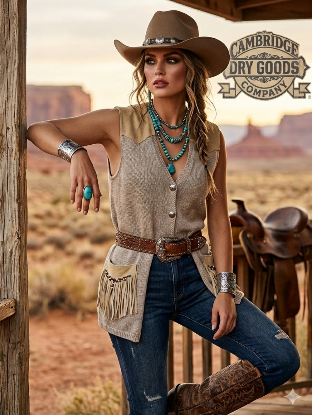Fun Festival Wear Suede Knit Fringe Vest